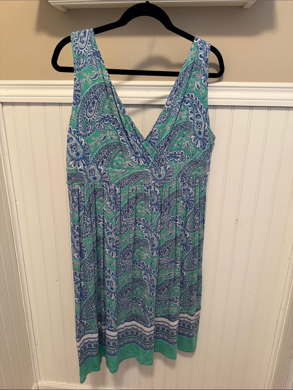 Old Navy Blue and Green Paisley Midi Dress